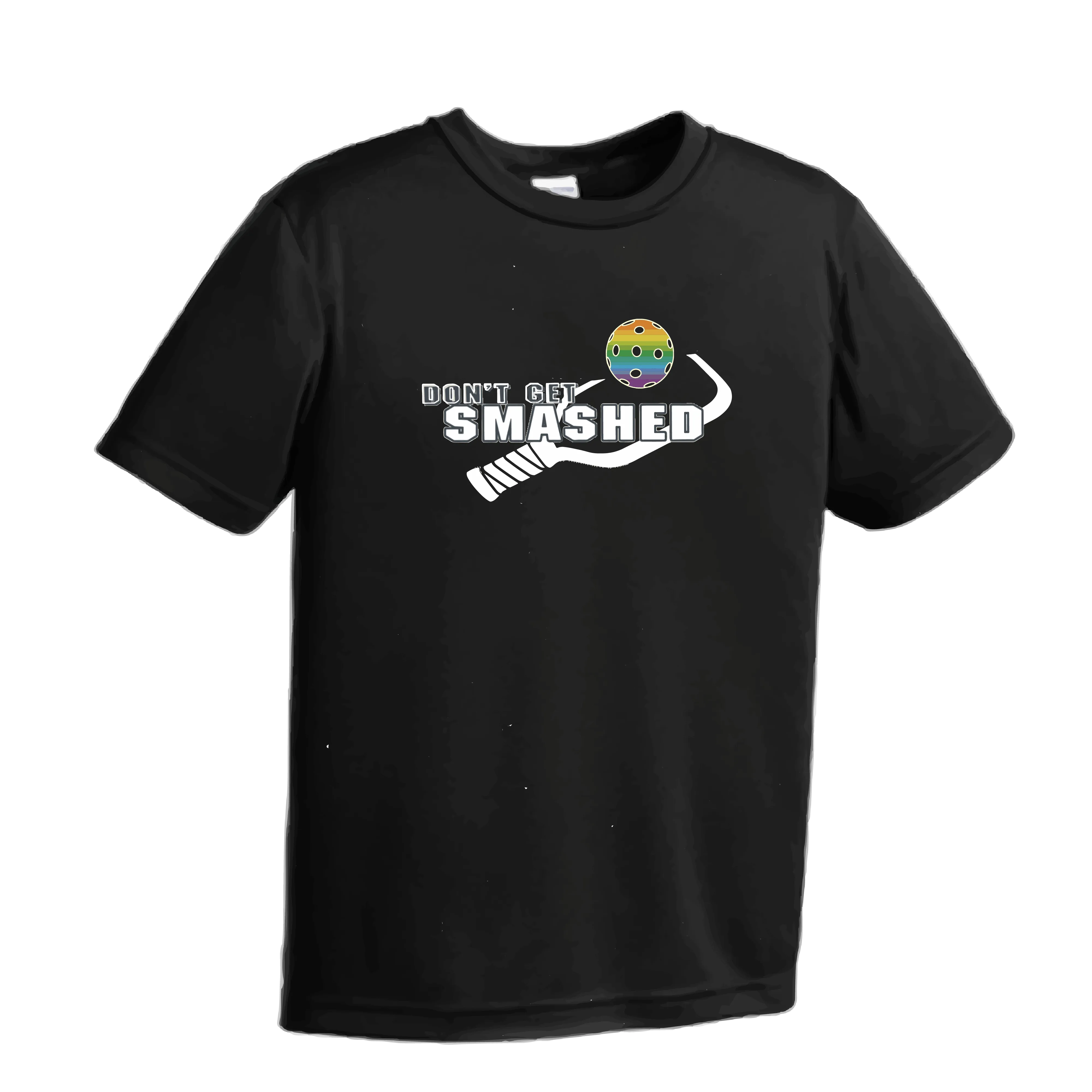 Don't Get Smashed (Red Green Rainbow Pickleball Colors) | Youth Short Sleeve Athletic Shirt | 100% Polyester