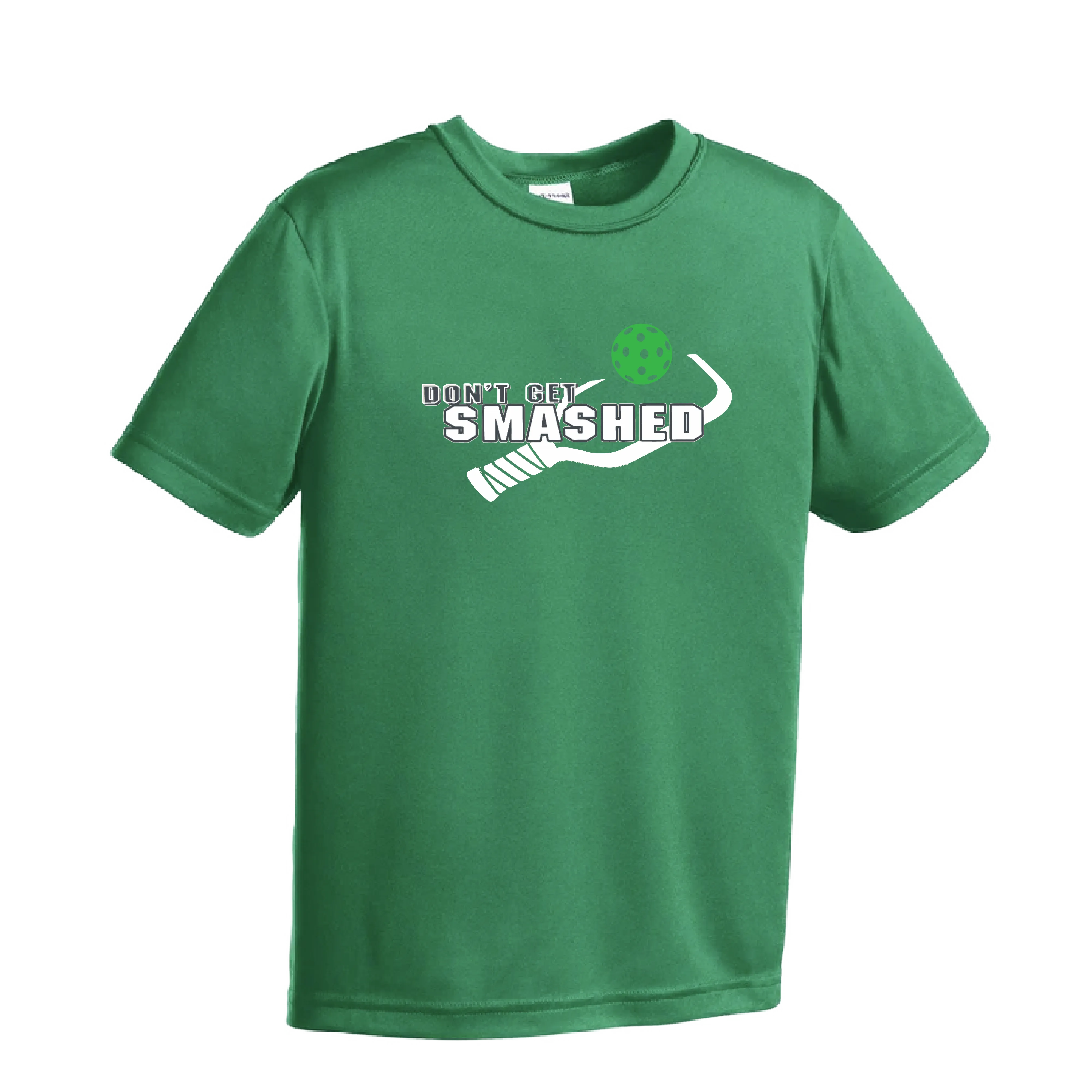 Don't Get Smashed (Red Green Rainbow Pickleball Colors) | Youth Short Sleeve Athletic Shirt | 100% Polyester