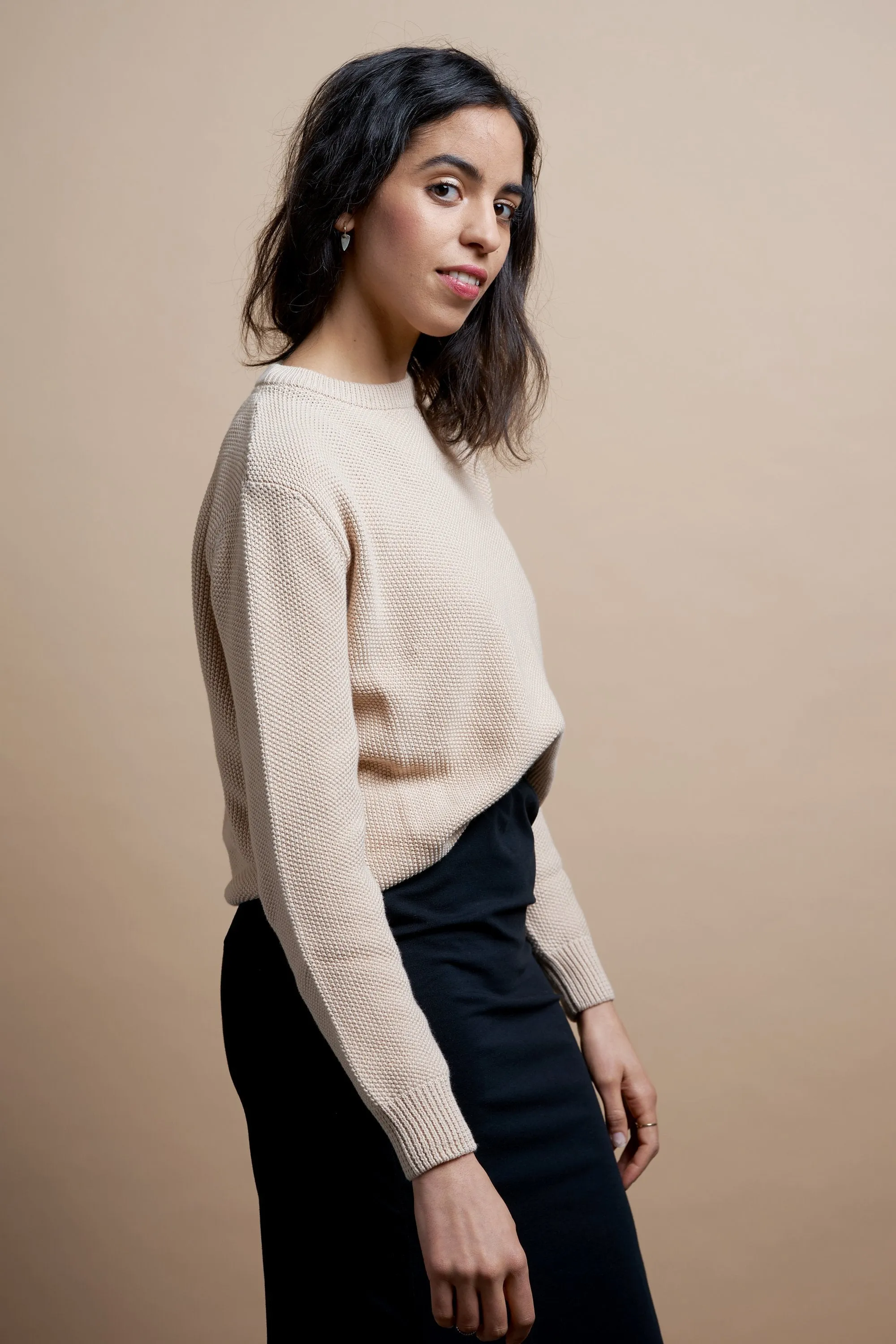 escape crew sweater beige <br> by Kowtow