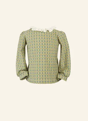 Ethel Girl's Blouse - Green Check