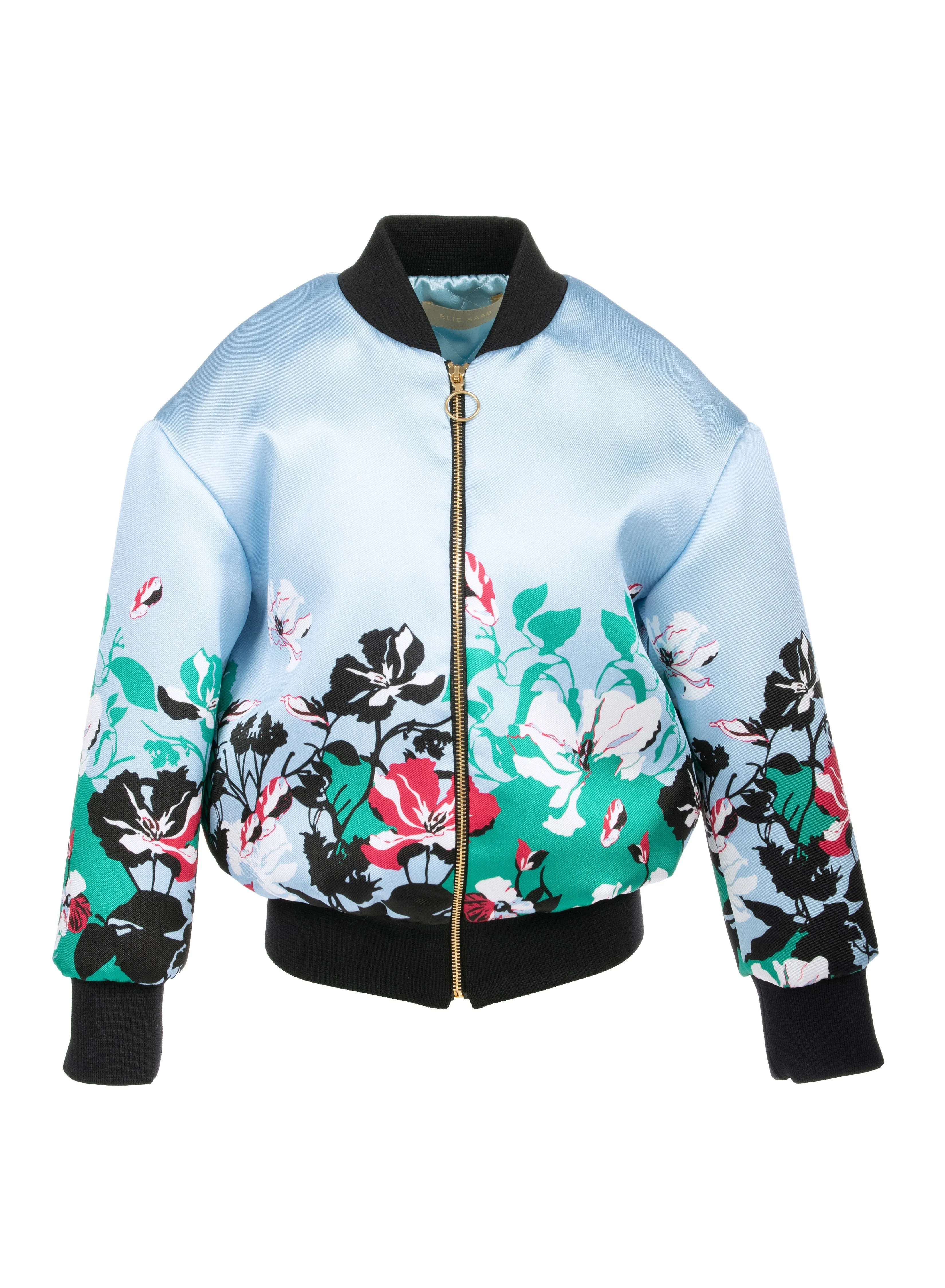 Floral-Print Satin Jacket