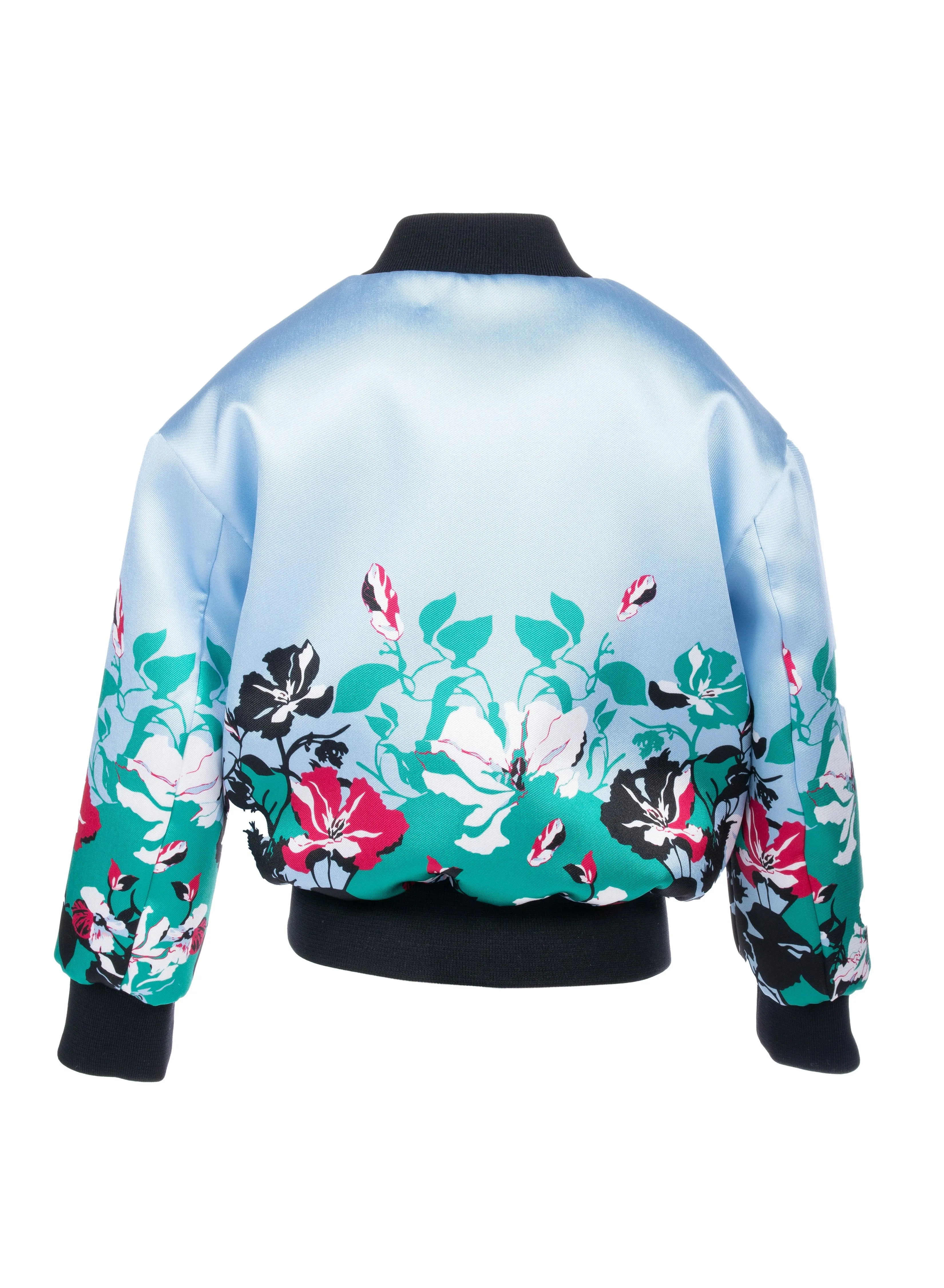 Floral-Print Satin Jacket