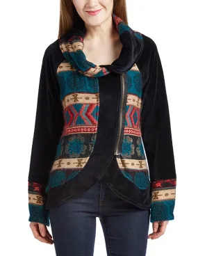 Geometric Cowl Neck Multi Media Jacket