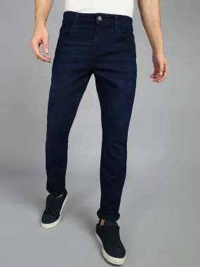 Men's Carbon Blue Regular Fit Washed Jeans Stretchable