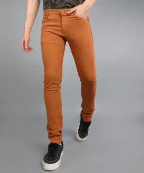 Men's Khaki Slim Fit Washed Jeans Stretchable