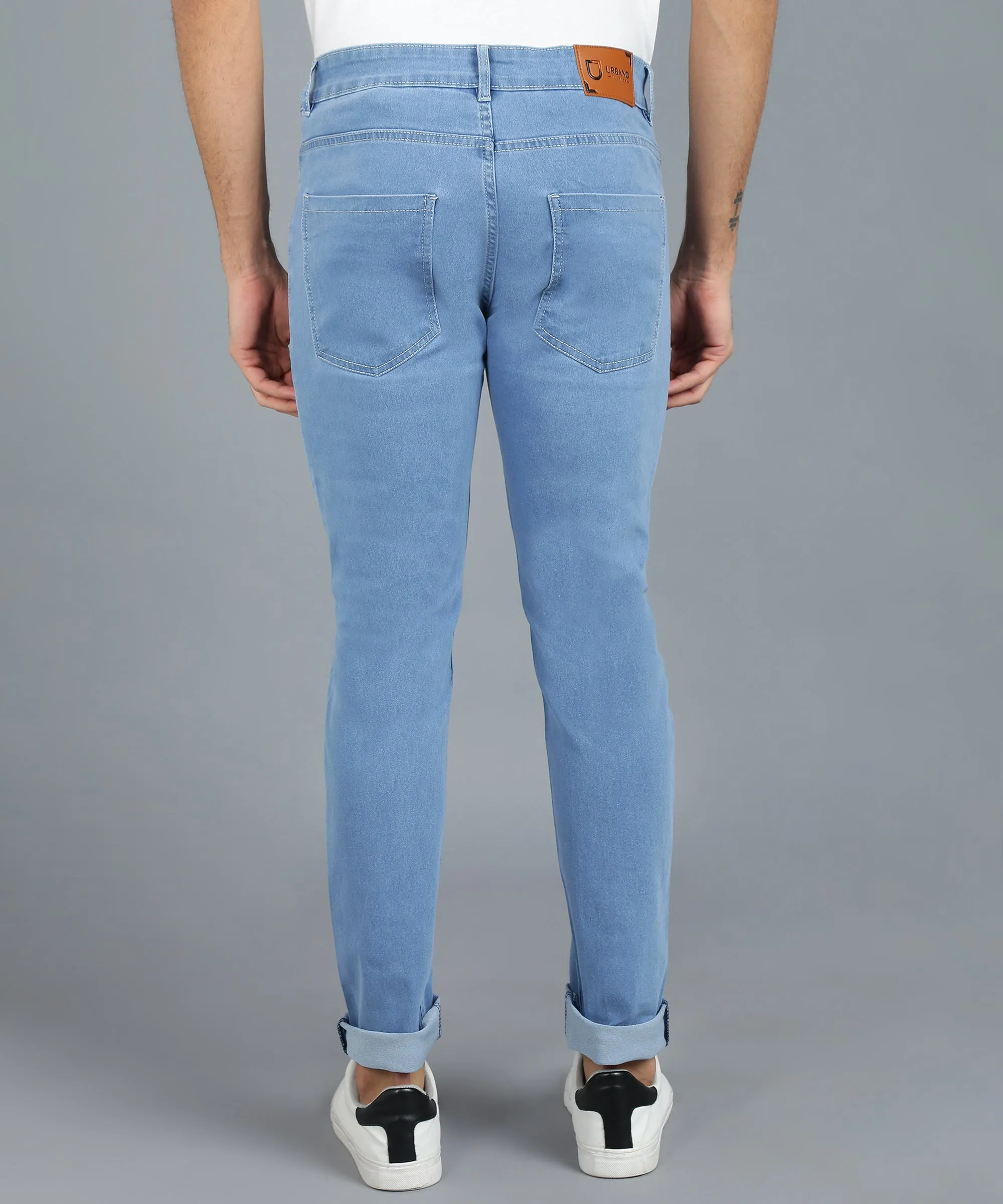 Men's Light Blue Slim Fit Denim Jeans Stretchable