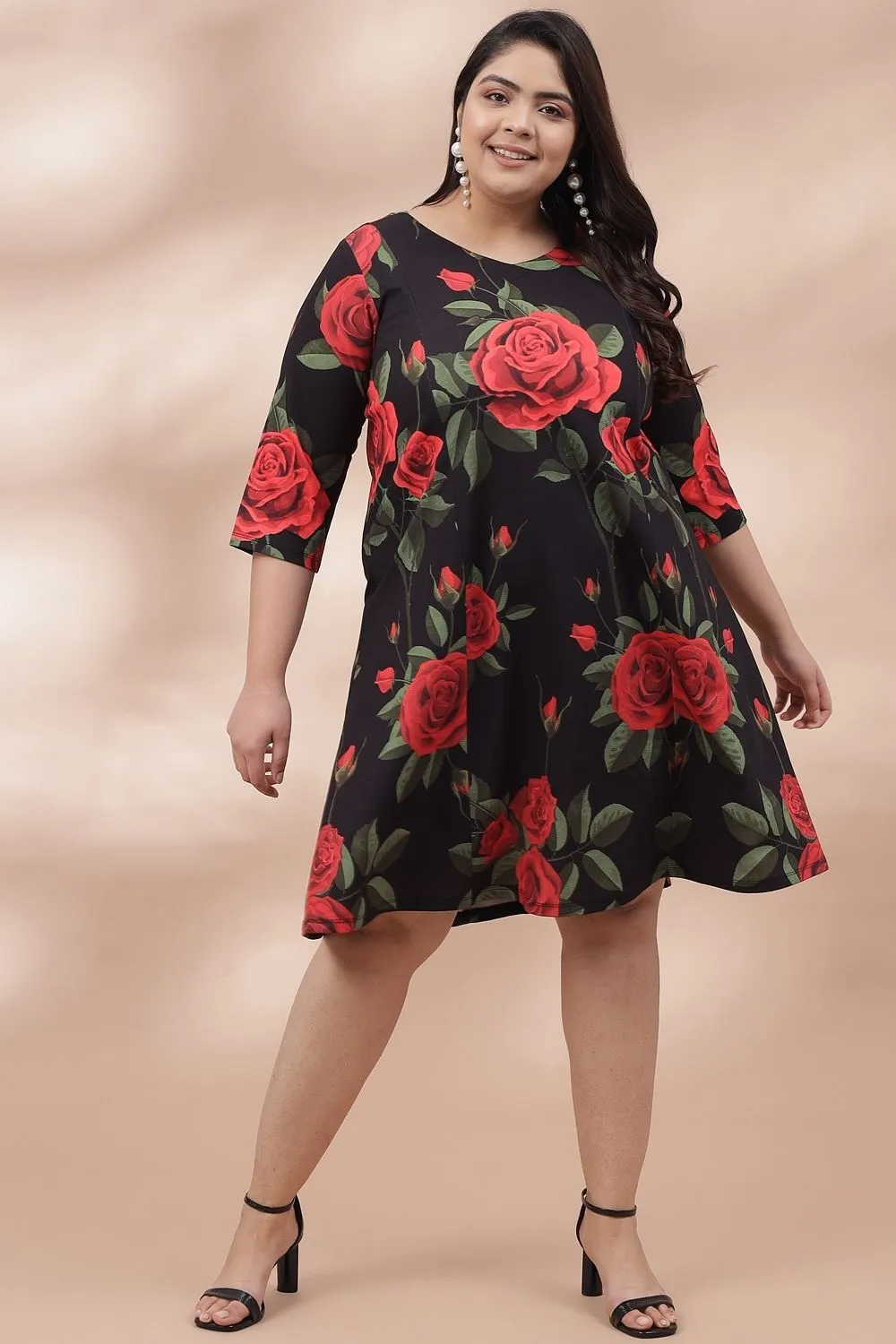 Midnight Roses Printed Dress