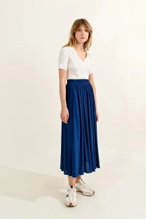 Molly Bracken Crumpled Effect Skirt in Navy Blue