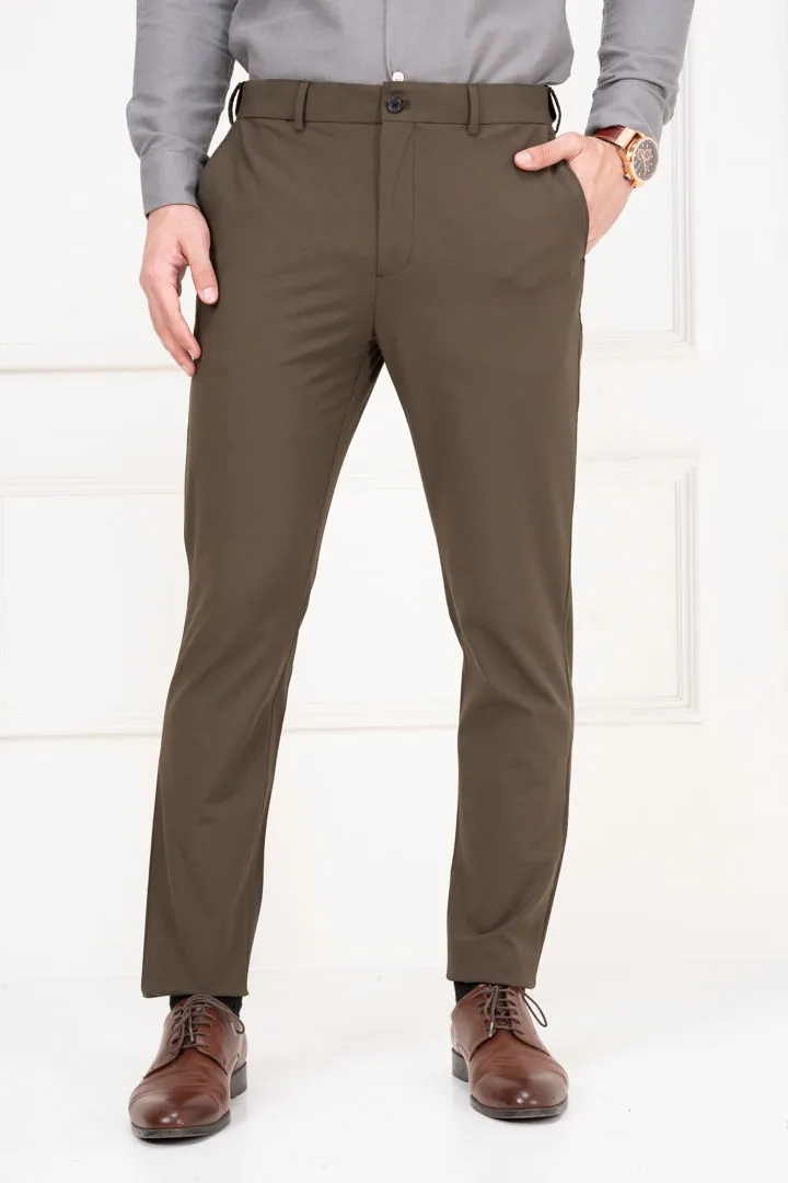 Olive Slim Fit Stretch Formal Pants