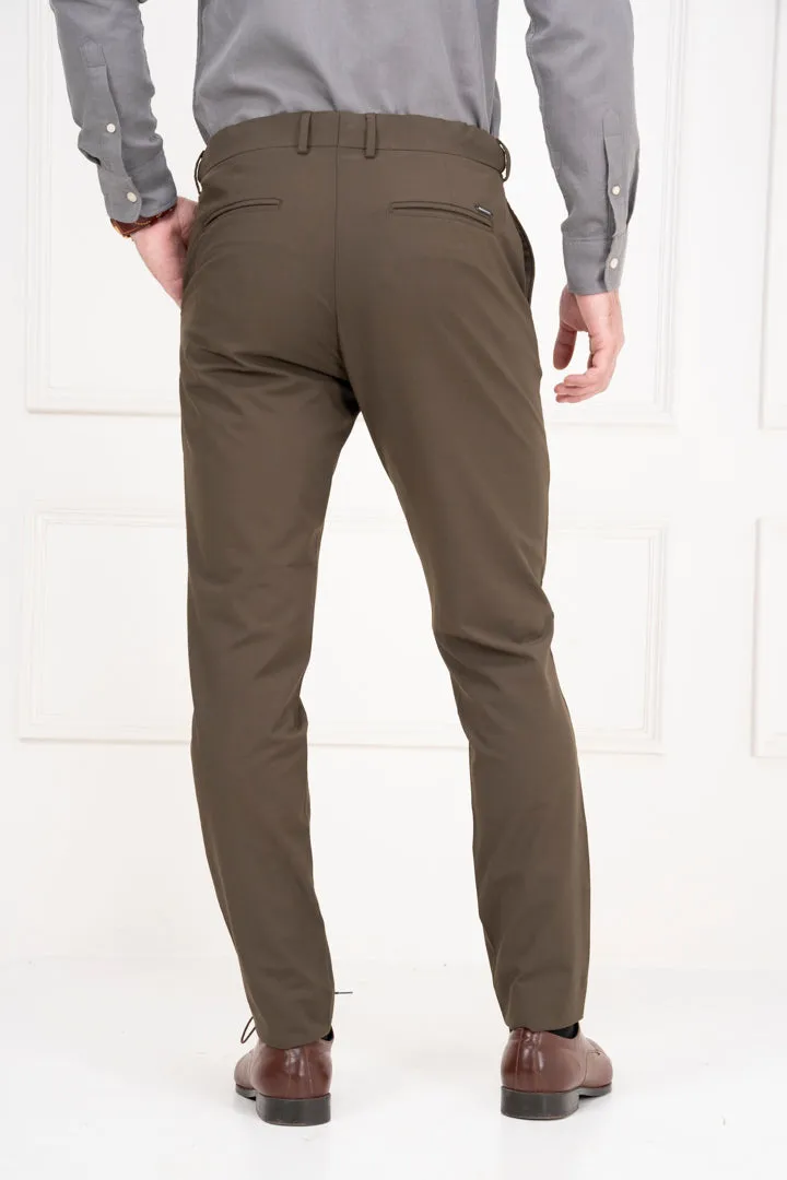 Olive Slim Fit Stretch Formal Pants