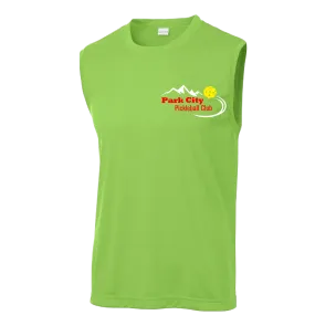 Park City Pickleball Club (Red Words) Customizable | Men's Sleeveess Atheletic Shirt | 100% Polyester