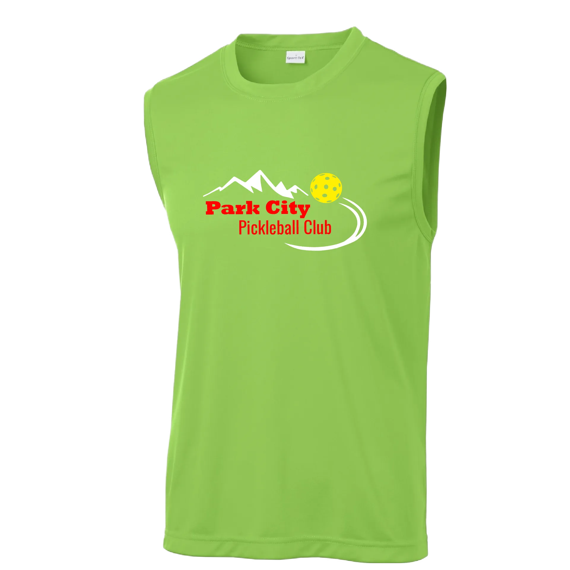 Park City Pickleball Club (Red Words) Customizable | Men's Sleeveess Atheletic Shirt | 100% Polyester