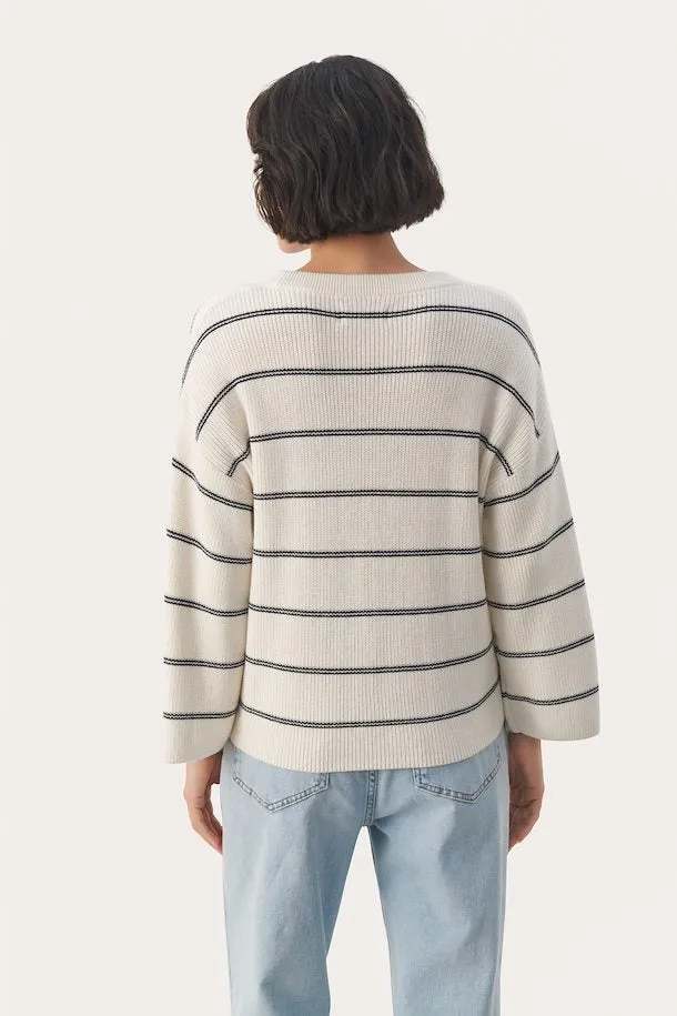 PART TWO ELYSIA COTTON/CASHMERE PULLOVER DARK NAVY STRIPE