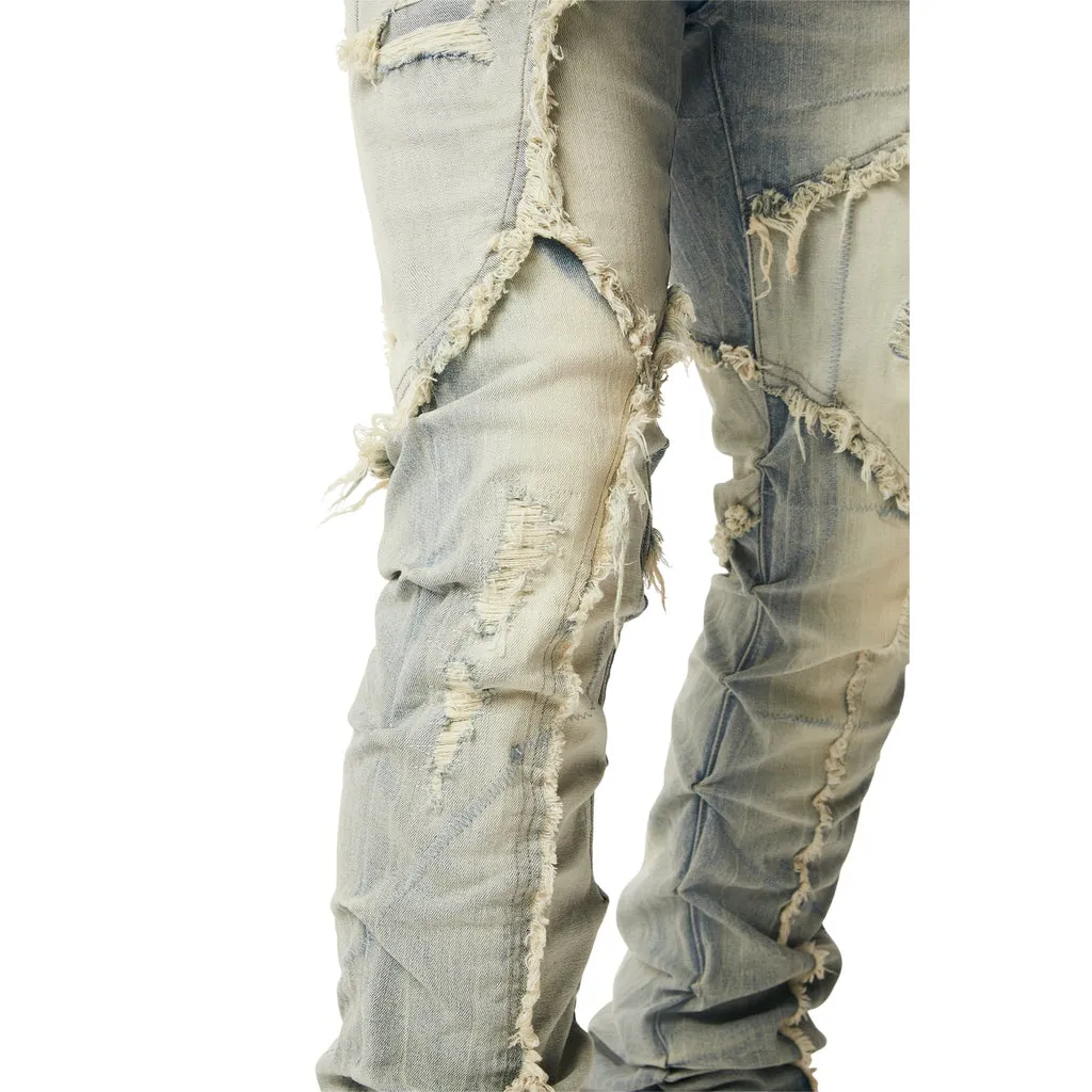 Patchwork R&R Stacked Jeans - Seville Blue