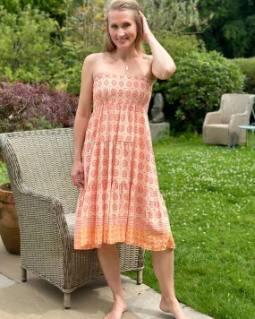 Patterned Tiered Skirt/Dress - Orange