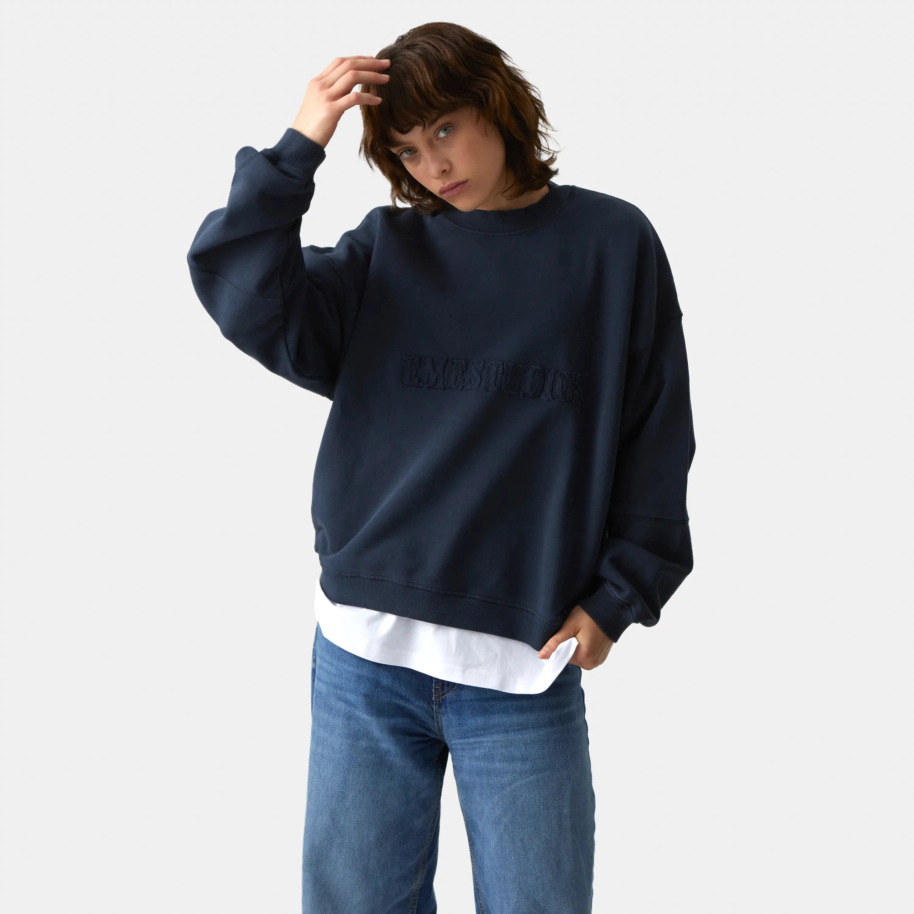 Puzzle Navy Oversized Crewneck