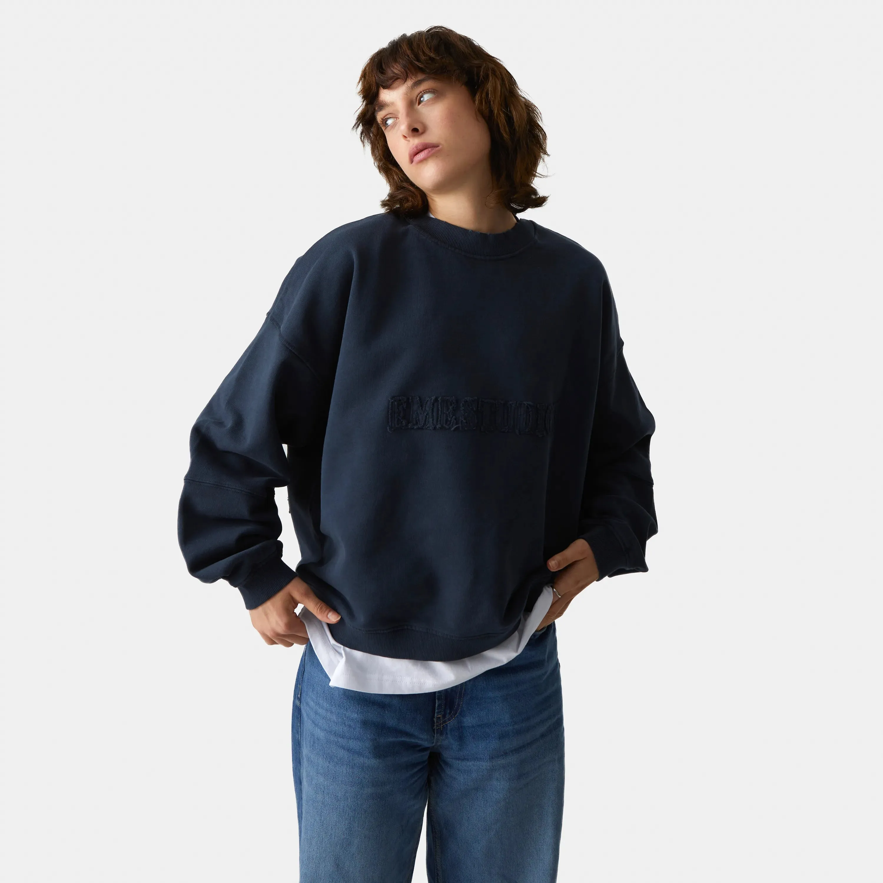 Puzzle Navy Oversized Crewneck