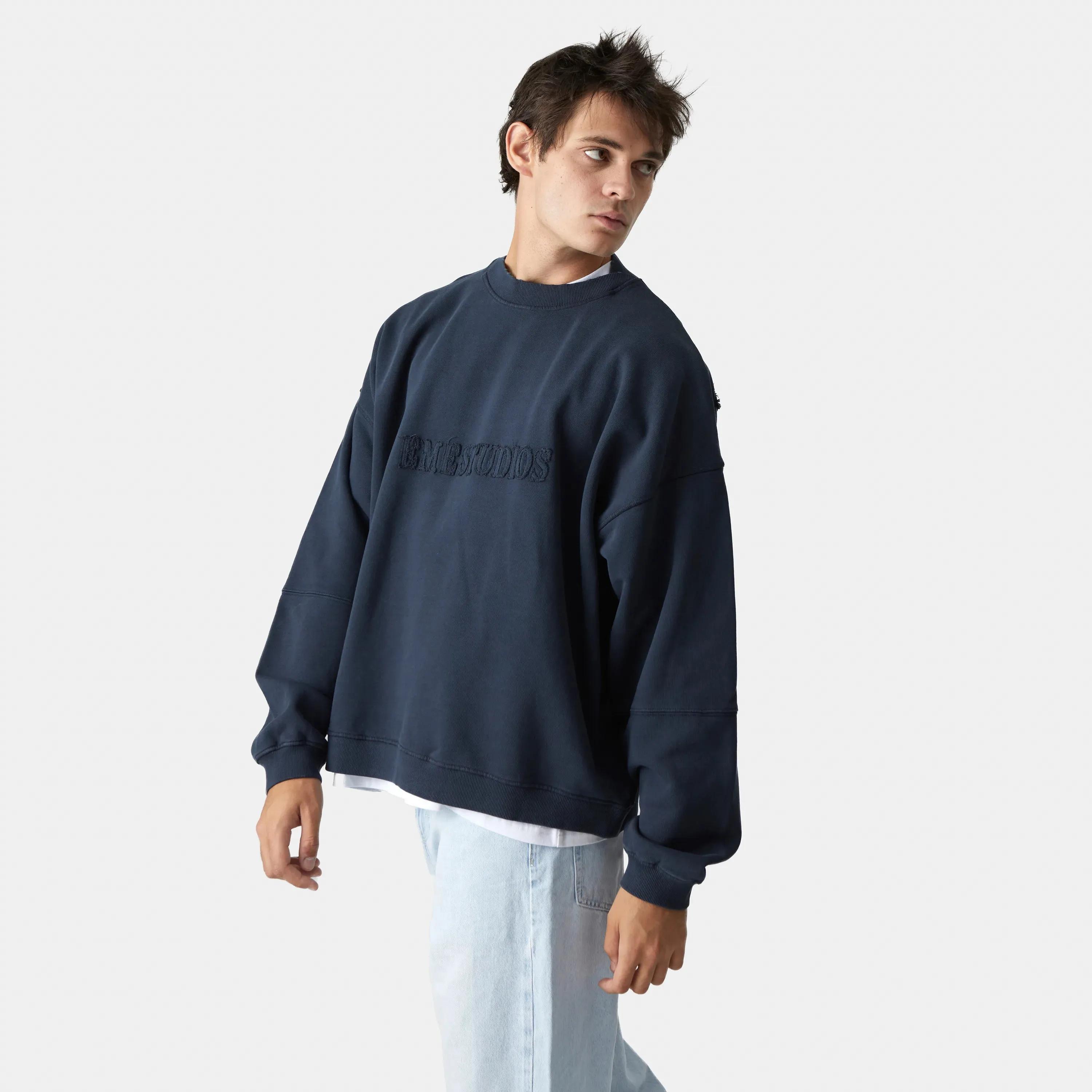 Puzzle Navy Oversized Crewneck