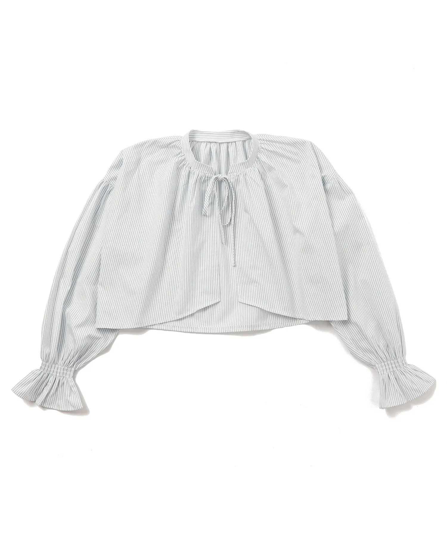 Stripe ribbon shirts bolero (White)