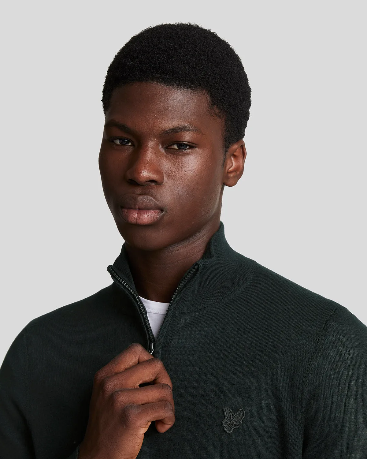 Tonal Eagle Merino 1/4 Zip Jumper