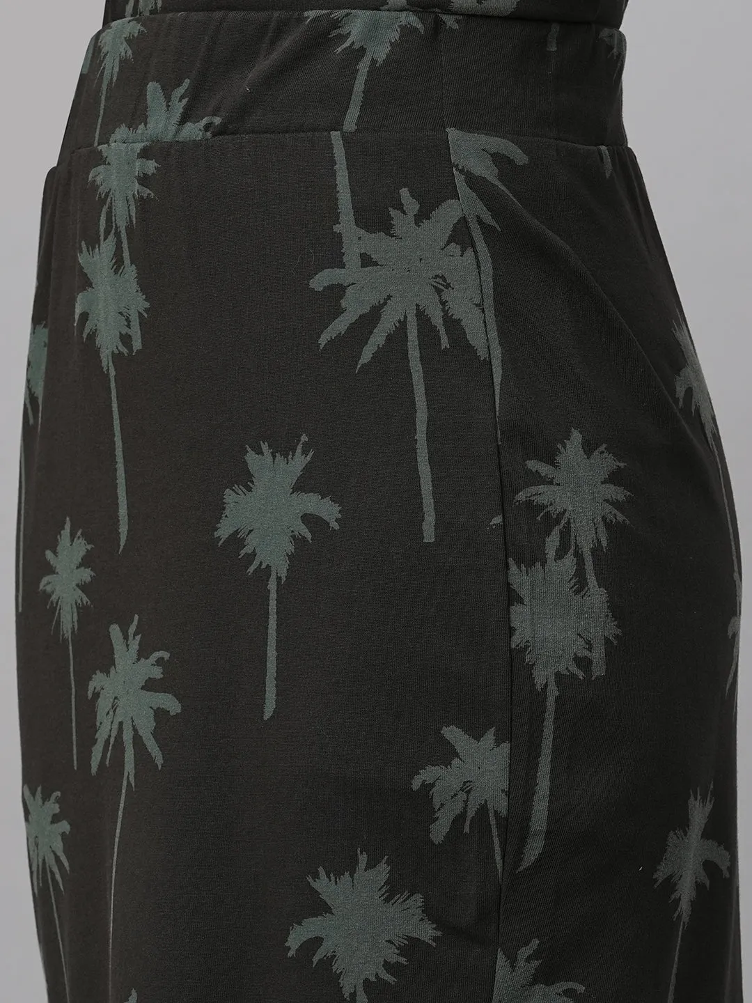 Women's Dark Grey Cotton Slim Fit Skirt