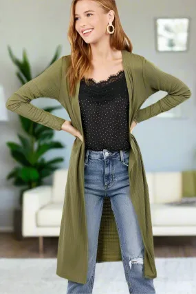 Womens Long Cardigan Sweater Duster Green Sizes S/M/L